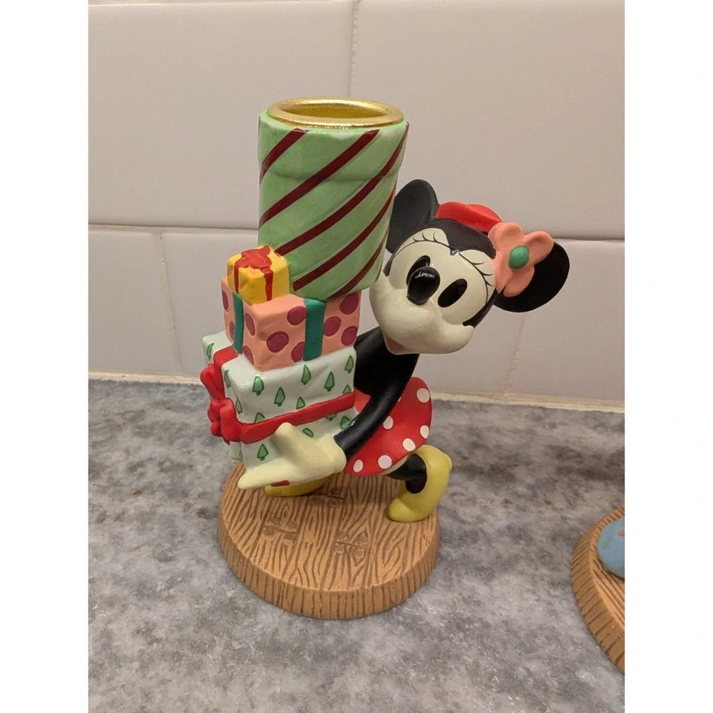 VTG Mickey's Season of Song Disney Store Mickey Minnie Mouse‎ Candle Holders